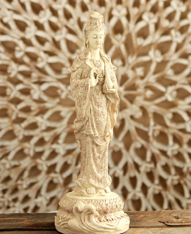 Small iron decorative hook-Kuan Yin Statue Holding a Vase, 12.25 Inches Tall