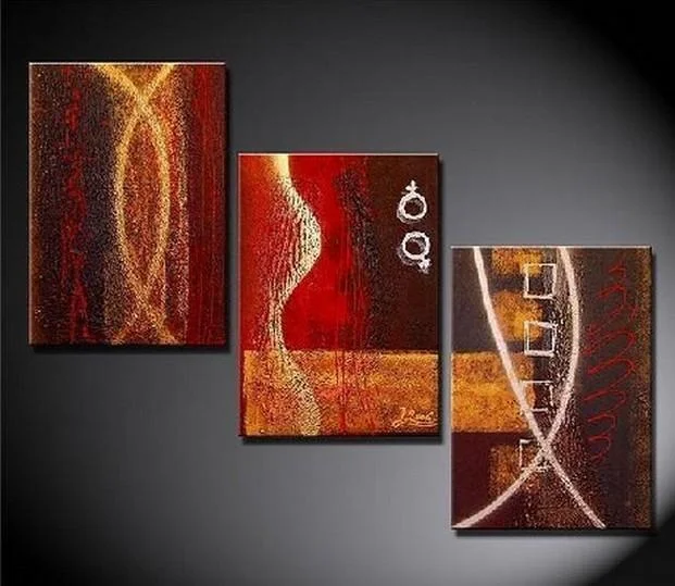 Small iron plant hanger-Large Art, Large Painting, Abstract Oil Painting, Living Room Art, Modern Art, 3 Panel Painting, Abstract Painting