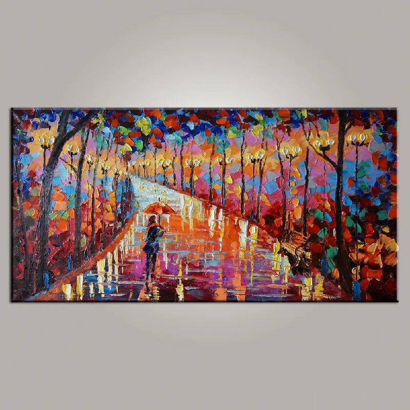 Contemporary glass wall mirror-Living Room Wall Art, Canvas Art, Forest Park Painting, Modern Art, Painting for Sale, Contemporary Art, Abstract Art