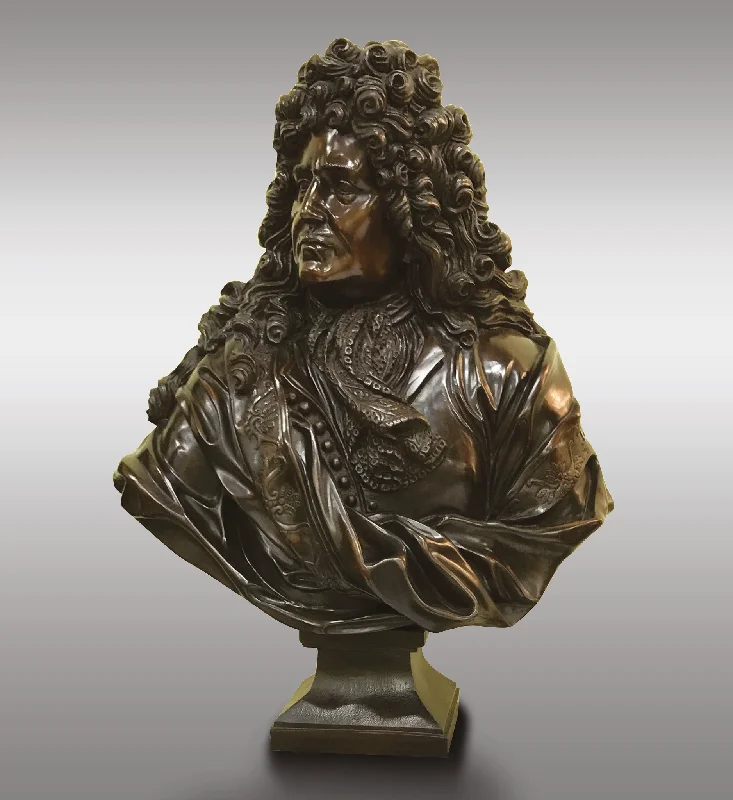 Large abstract shelf unit-Louis XIV Bust Sculpture in Bronze