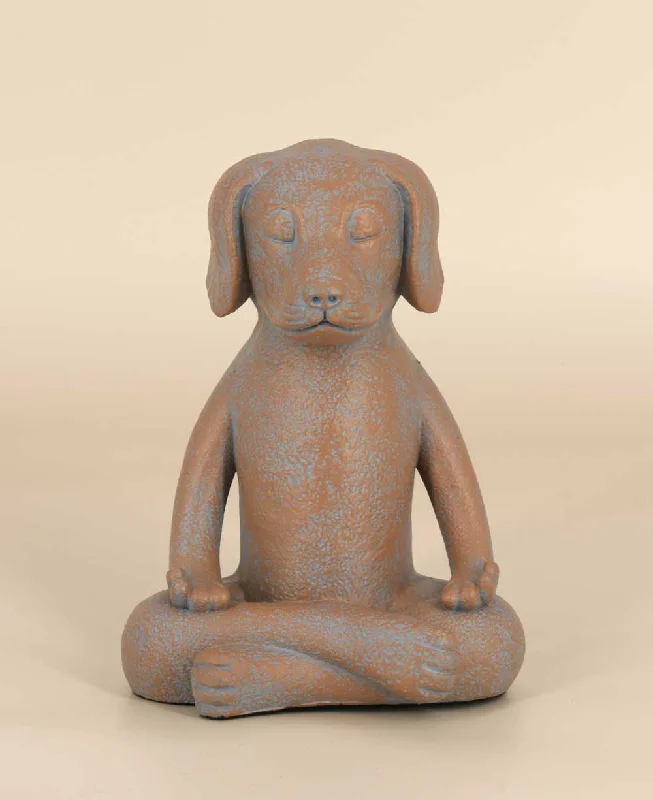 Small copper wall hook-Meditating Dog Statue, Terra Cotta Finish