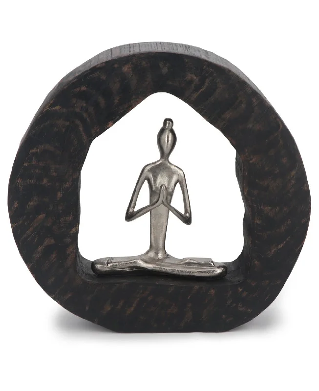 Elegant silk wall shelf-Meditating Yoga Lady on a Ring Accent