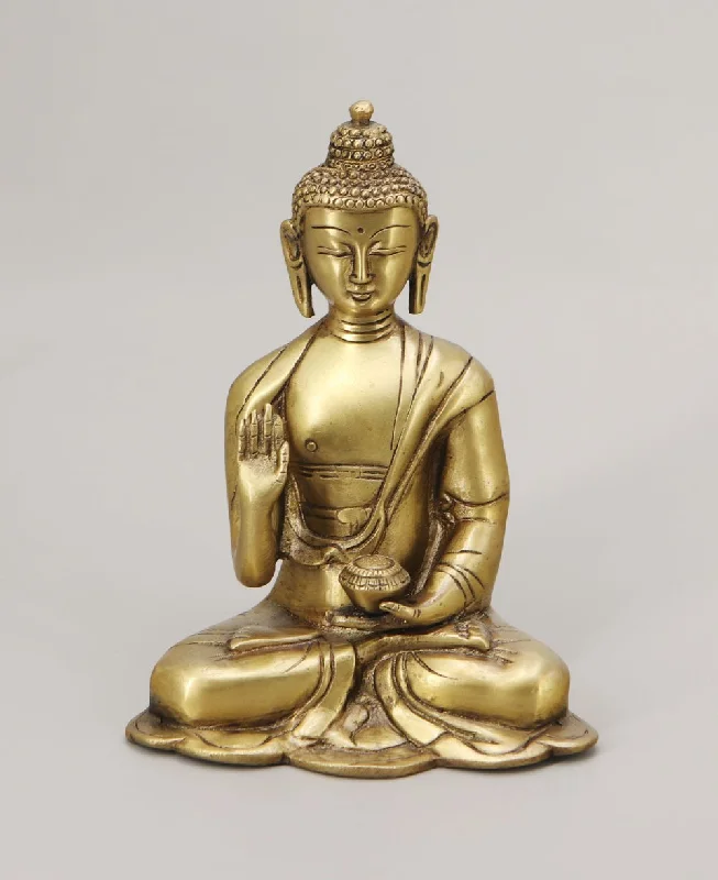 Elegant silk wall ornament-Minimalist Brass Buddha Statue