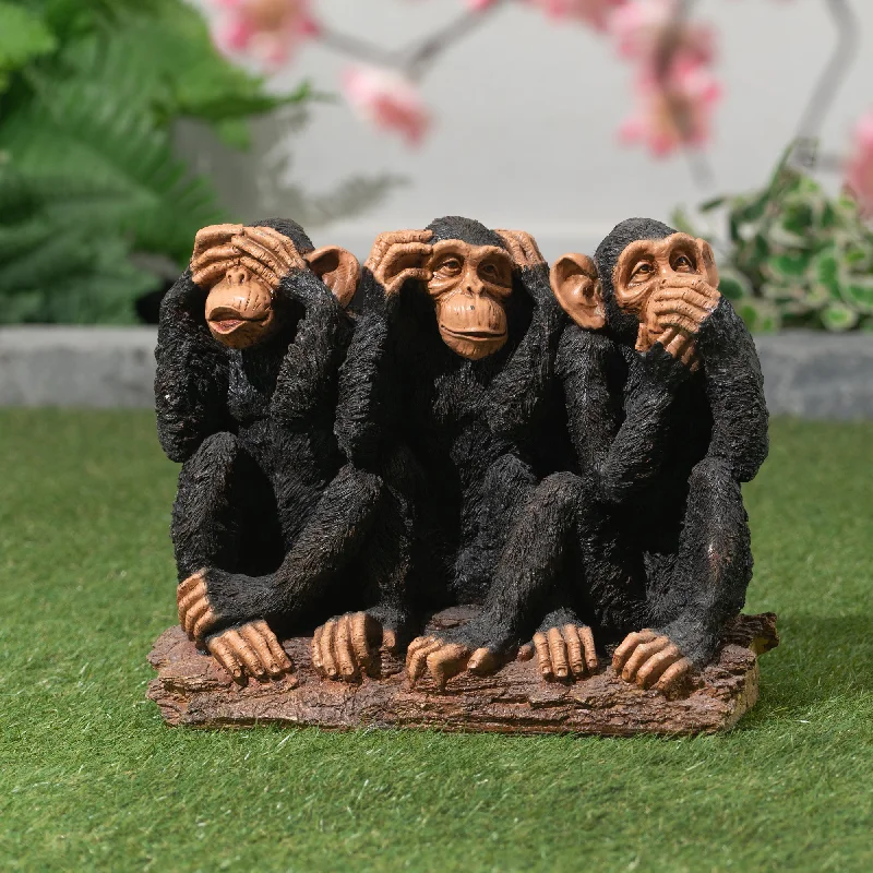 Large abstract wall shelf-Monkey See, Hear and Speak No Evil Statue