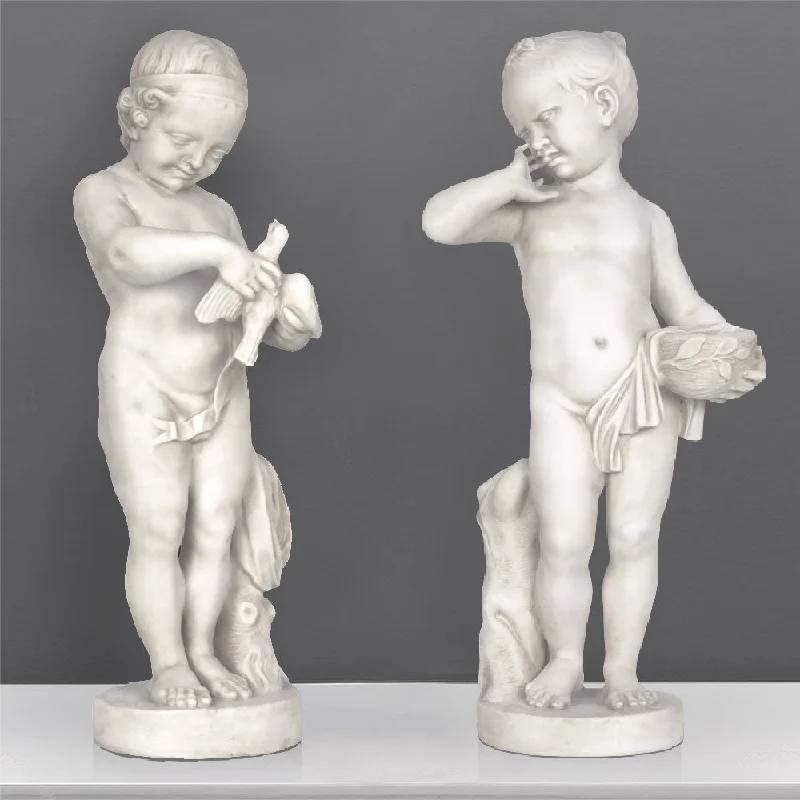 Modern steel wall plaque-Neoclassical Children Pair Statue (Medium)