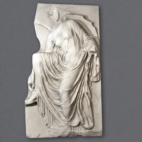 Contemporary ceramic wall art-Nike adjusting her Sandal Bas-relief (Large)