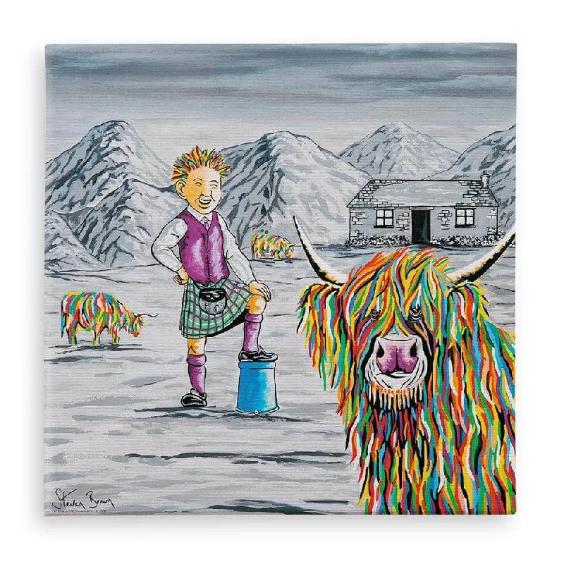 Vintage bronze table coaster-Oor Wullie & Big Tam McCoo - Canvas Prints