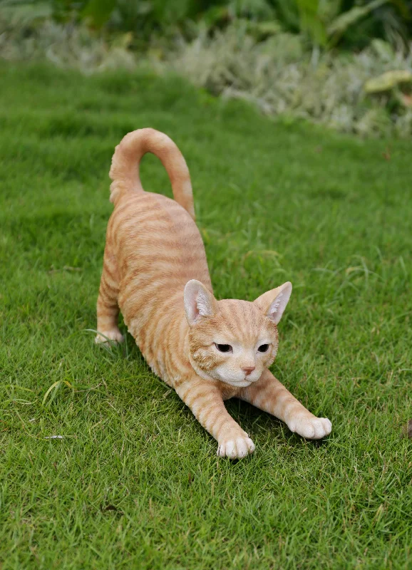 Modern brass wall shelf-Orange Tabby Cat Stretching