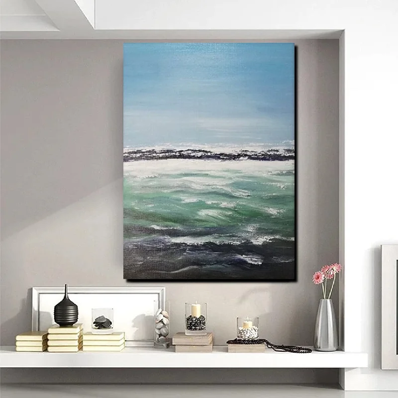 Small rattan wall art-Original Landscape Paintings, Seashore Painting, Living Room Wall Art Paintings, Large Original Paintings, Hand Painted Artwork