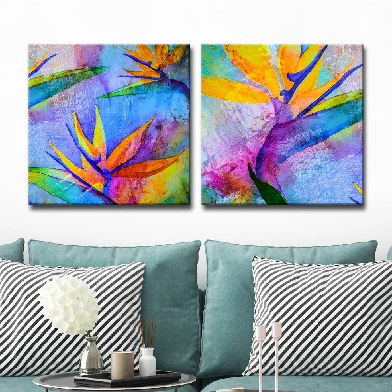 Small iron wall shelf-Ready2HangArt 'Tropical Birds of Paradise' 2-Piece Canvas Wall Art Set