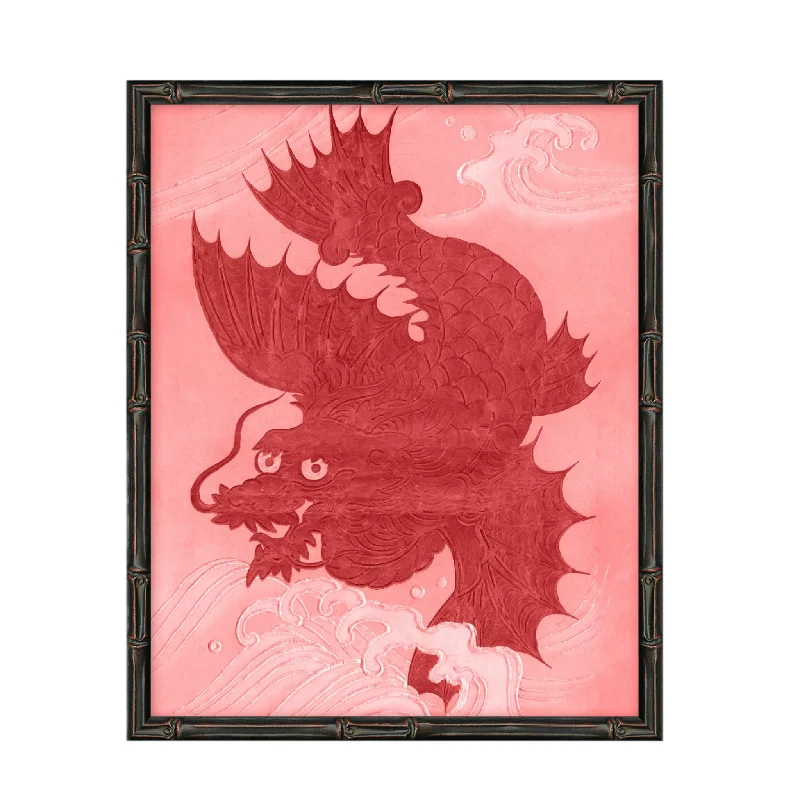 Contemporary glass table tray-Red Dragon