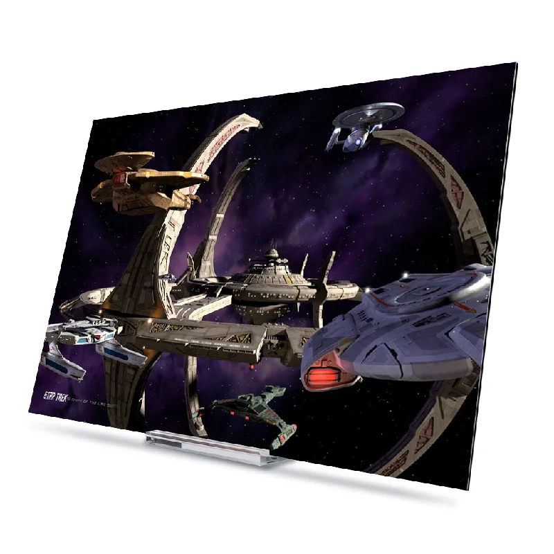 Rustic oak wall plaque-Star Trek: Deep Space Nine Ships of the Line Wheel in the Sky Acrylic