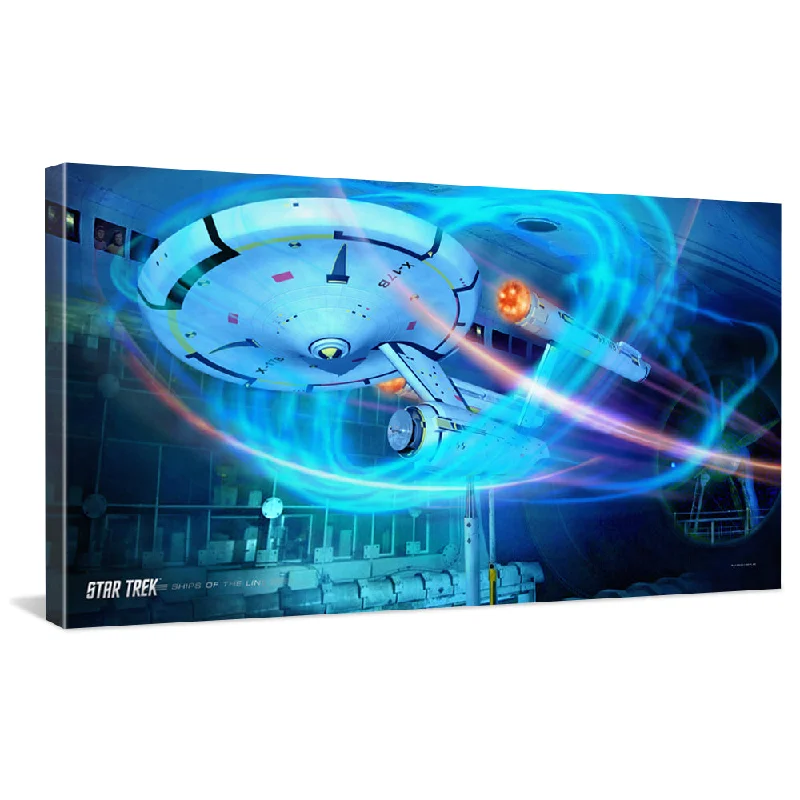 Contemporary matte wall clock-Star Trek: Enterprise Ships of the Line Wind Tunnel Traditional Canvas