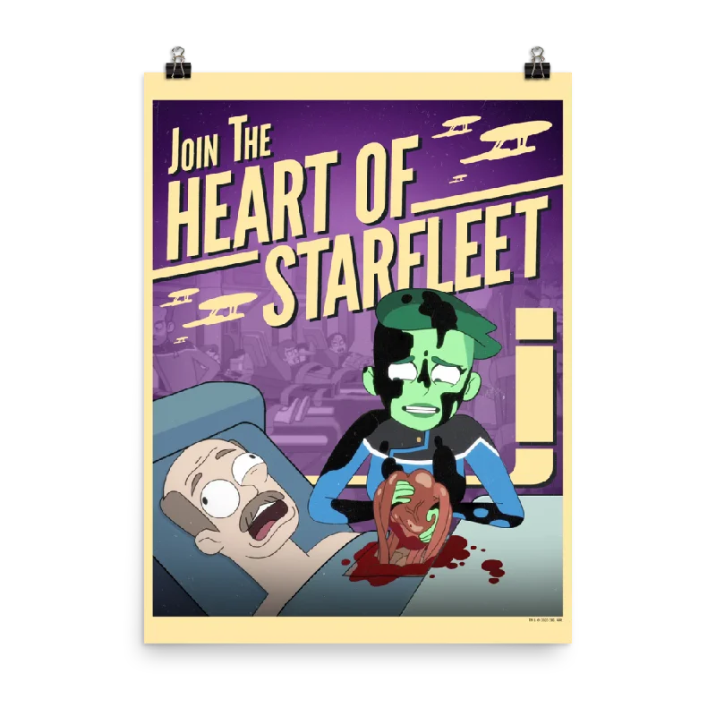 Minimalist gray wall shelf-Star Trek: Lower Decks Heart of Starfleet Recruiting Premium Satin Poster