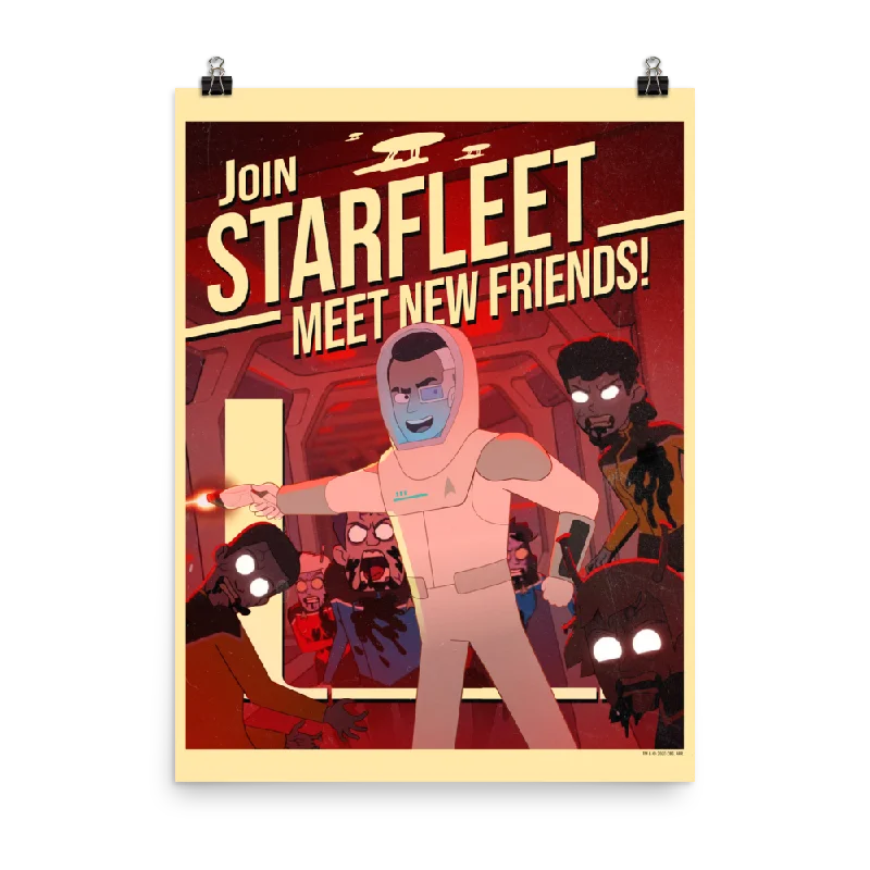 Small iron wall shelf-Star Trek: Lower Decks New Friends Recruiting Premium Satin Poster