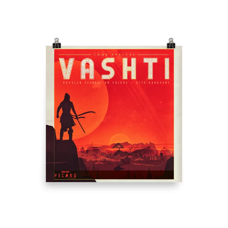 Rustic pine wall shelf-Star Trek: Picard Explore Vashti Premium Satin Poster