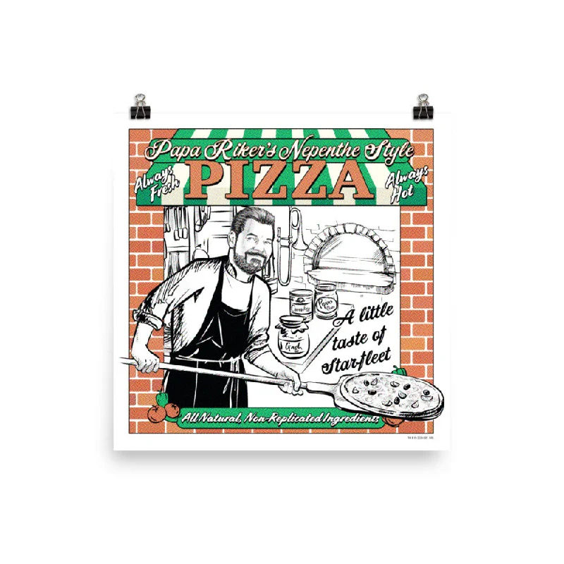 Contemporary matte wall art-Star Trek: Picard Riker's Pizza Premium Satin Poster