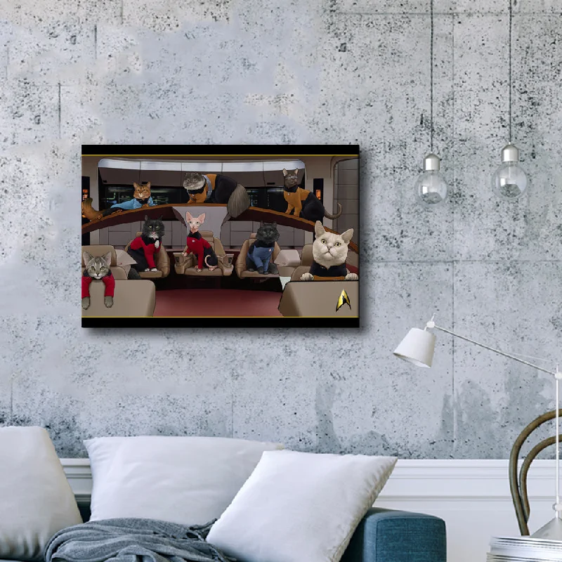 Contemporary glass wall ornament-Star Trek: The Next Generation Crew Cats Gallery Wrapped Canvas