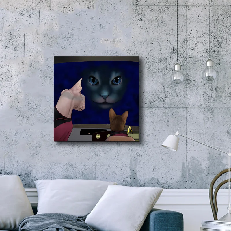 Modern brass table clock-Star Trek: The Next Generation Hologram Cat Premium Gallery Wrapped Canvas