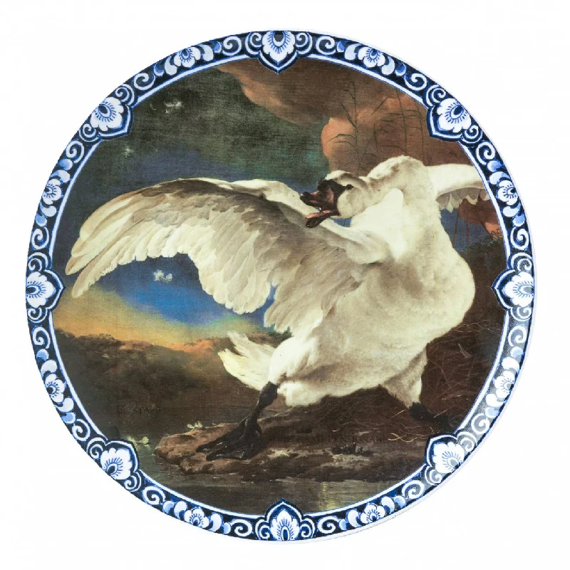 Unique retro table runner-The Endangered Swan- Large Decorative Plate