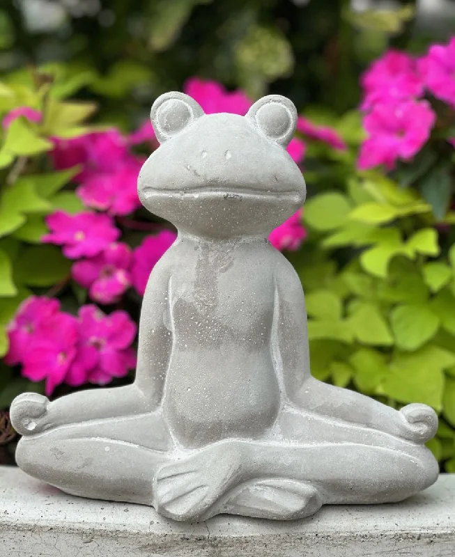 Modern acrylic wall tapestry-Tranquil Cement Meditating Yoga Frog Statue