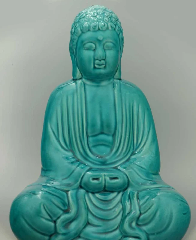 Unique farmhouse wall mirror-Turquoise Ceramic Buddha Statues