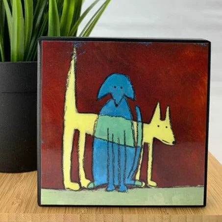 Modern steel wall lantern-Two Dogs Plaque