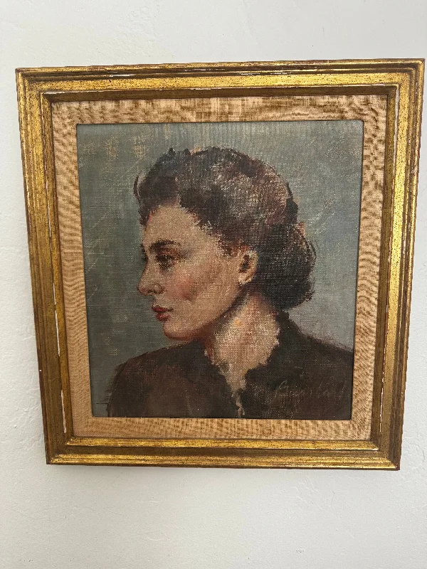 Unique retro wall plaque-Vintage Oil Painting, Portrait of Lady