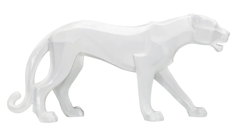 Rustic pine shelf ornament-White Panther Statue (Modern Decoration)