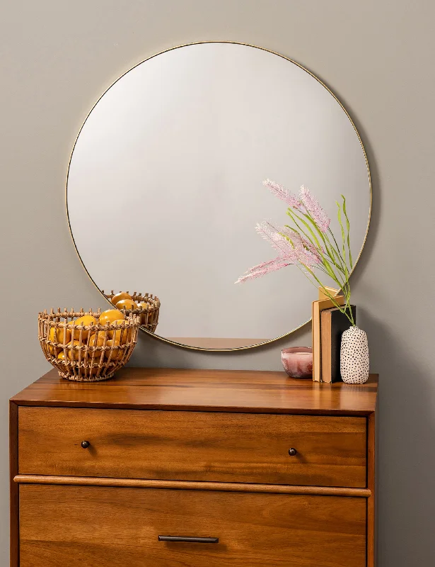 Minimalist beige wall art-Apryl Round Mirror