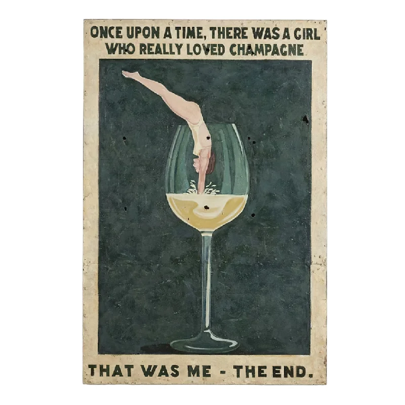 Small iron wall plaque-Champagne Lover Oil Painted Wall Art