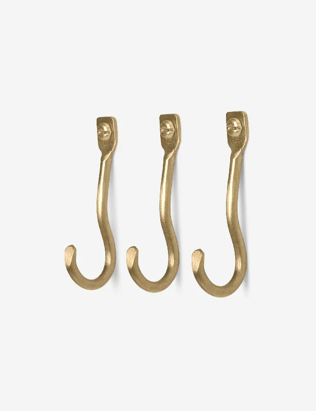 Vintage bronze wall shelf-Curvature Wall Hook (Set of 3) by Ferm Living