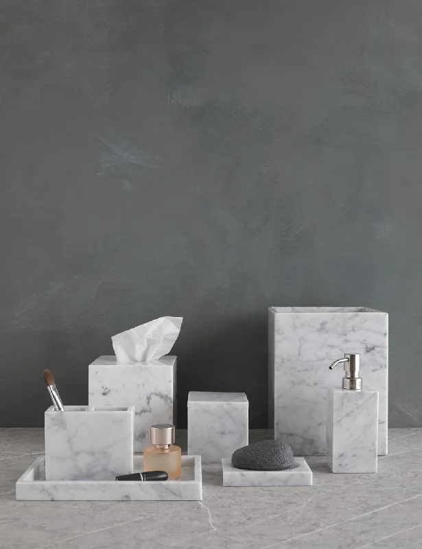 Contemporary matte wall shelf-Marmol Marble Bath Accessories by Kassatex