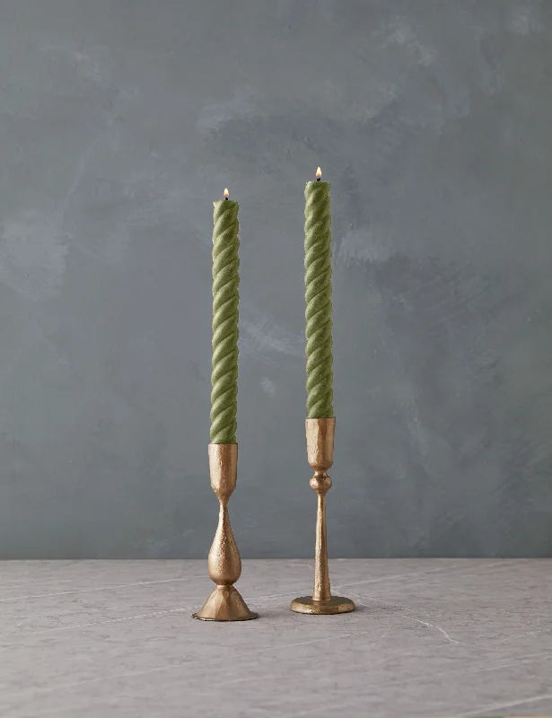 Handcrafted bamboo wall tapestry-Rope Taper Candles (Set Of 2) by Greentree Home