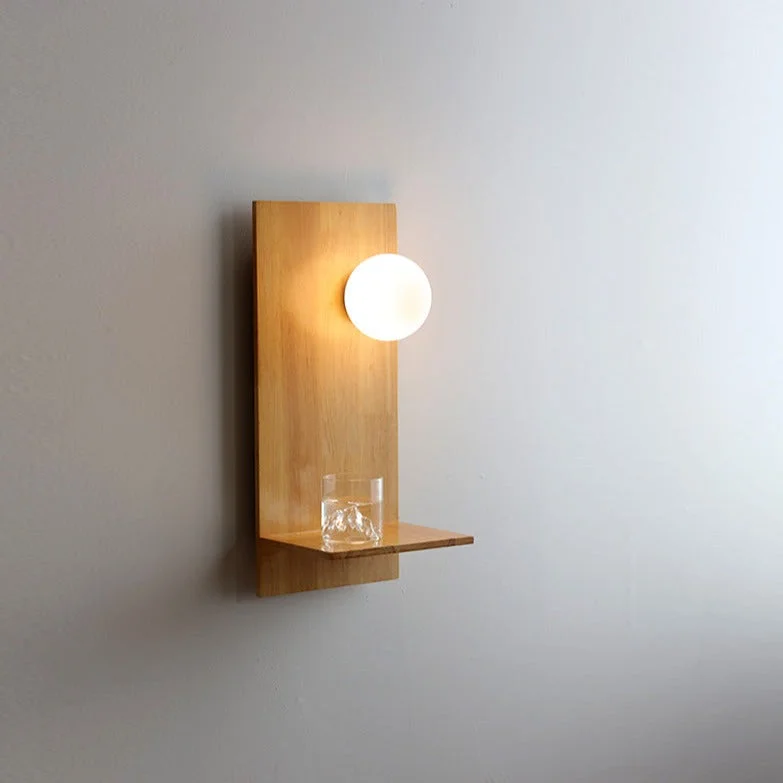 Vintage gold candle lantern-Tala Modern Wood Wall Light Shelf