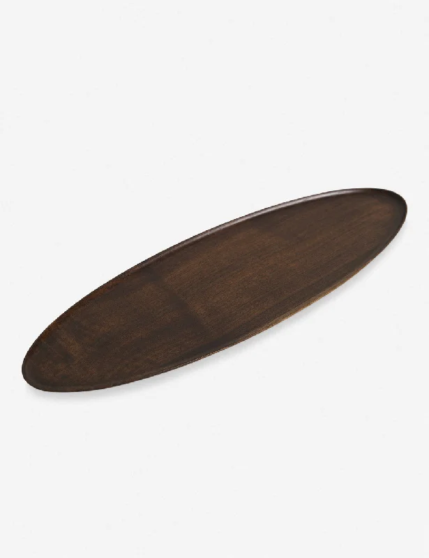 Small iron wall shelf-Walnut Wood Elongated Oval Footed Plate by Namu Home Goods