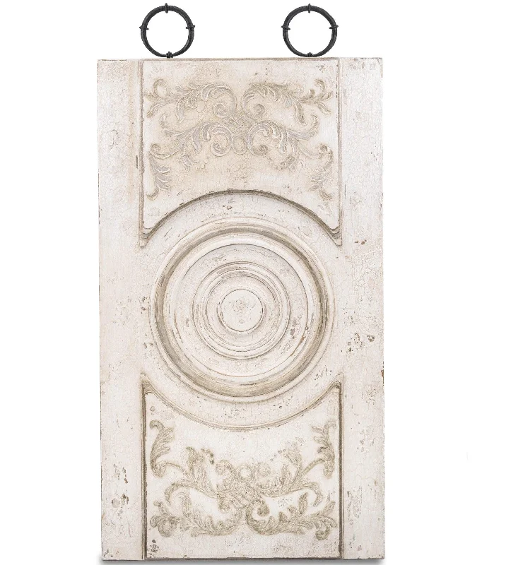 Minimalist white wall shelf-White Shabby Chic Wood Carved Wall Plaque